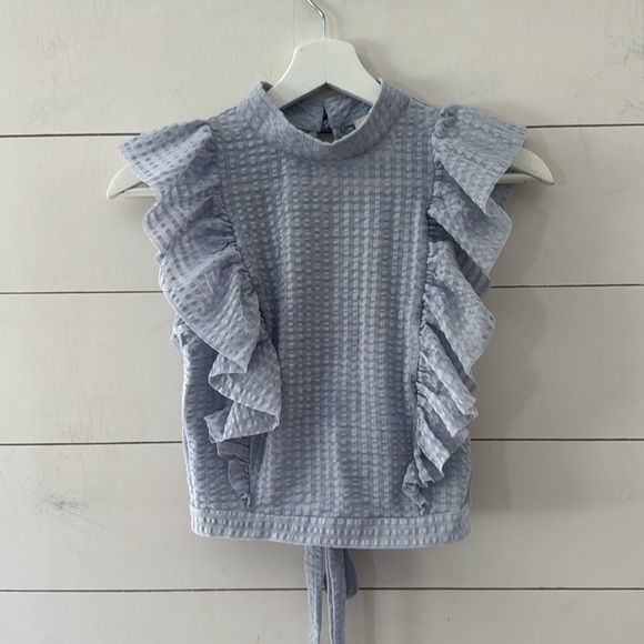 Anthropologie Maeve Crop Ruffle Mesh Top Size XXS - Picture 6 of 13